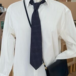 Polka Dot Navy and White Tie